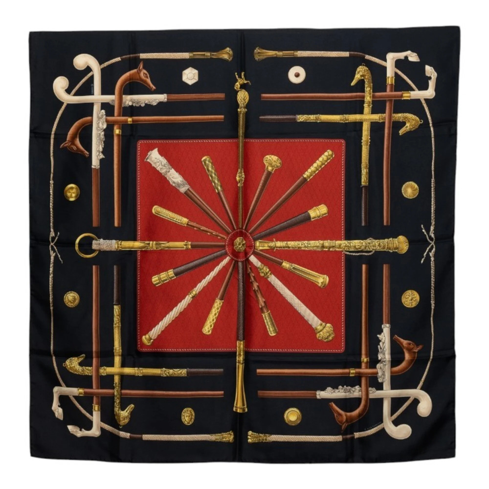 Hermes Carre 90 Cannes et Pommeaux (Walking Stick and Cane Design) Scarf, Lar...